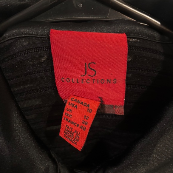 JS Collection Women’s Sheer Blouse Black Long Cuffed Sleeves Sz 10 - Picture 8 of 10